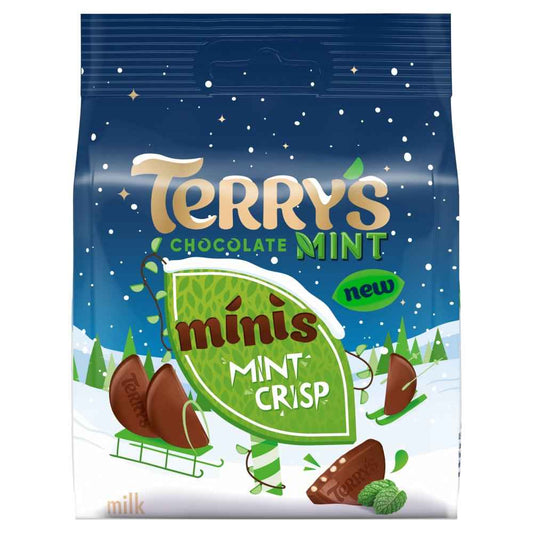 Terrys minis mint crisp chocolate bag on a pure white background.