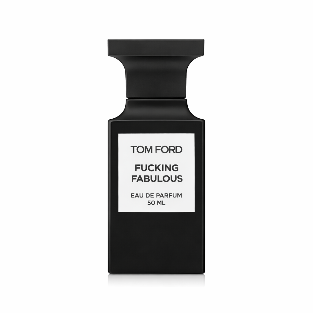 Tom Ford Fucking Fabulous Eau De Parfum 50ml bottle standing upright on a pure white background, featuring the signature matte black rectangular design with a white label on the front.