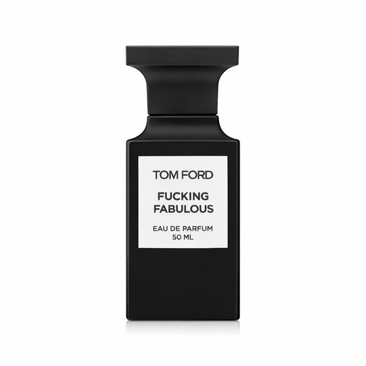 Tom Ford Fucking Fabulous Eau De Parfum 50ml bottle standing upright on a pure white background, featuring the signature matte black rectangular design with a white label on the front.