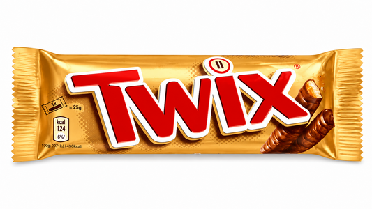 Twix chocolate bar packaging on a pure white background.