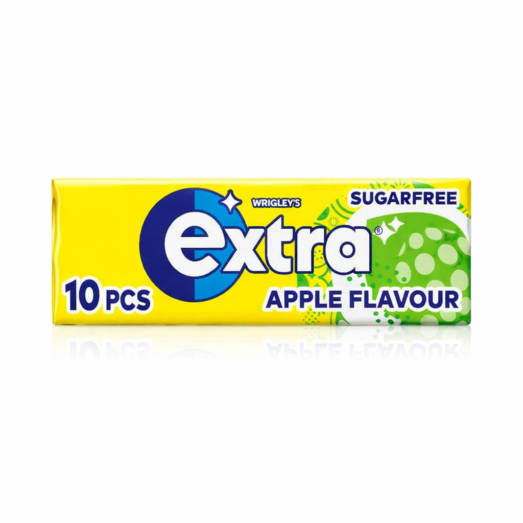 Wrigleys Extra Chewing Gum 14g pack shown upright with branded sugarfree gum packaging on a pure white background.
